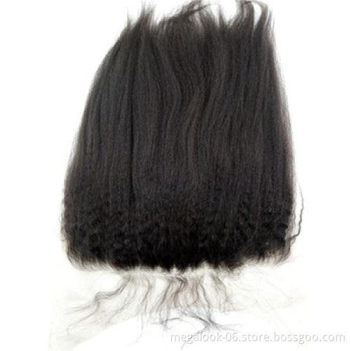 Cuticle Aligned Raw Unprocessed Virgin Yaki Kinky Straight Brazilian Hair Bundles With Frontal